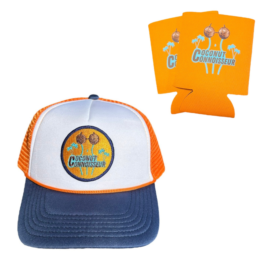 “Coconut Connoisseur” Hat and Beer Can Cooler Bundle