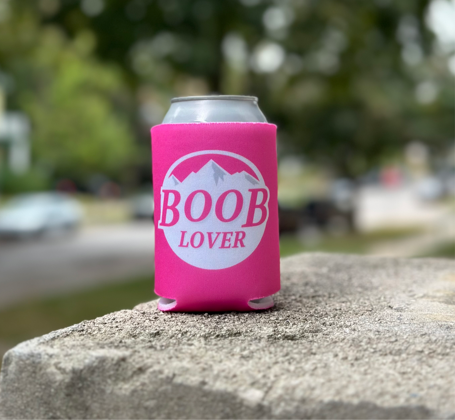 Pink Parody of Busch Light "B00B LOVER" Beer Can Cooler