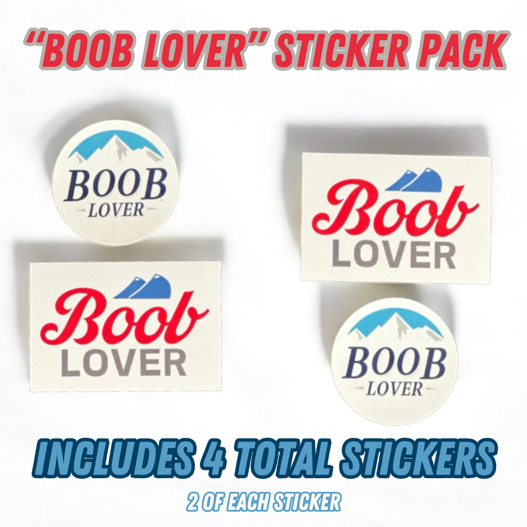 4-Pack 'B00B LOVER' Stickers 2.5 inch: Original & Red Script Edition