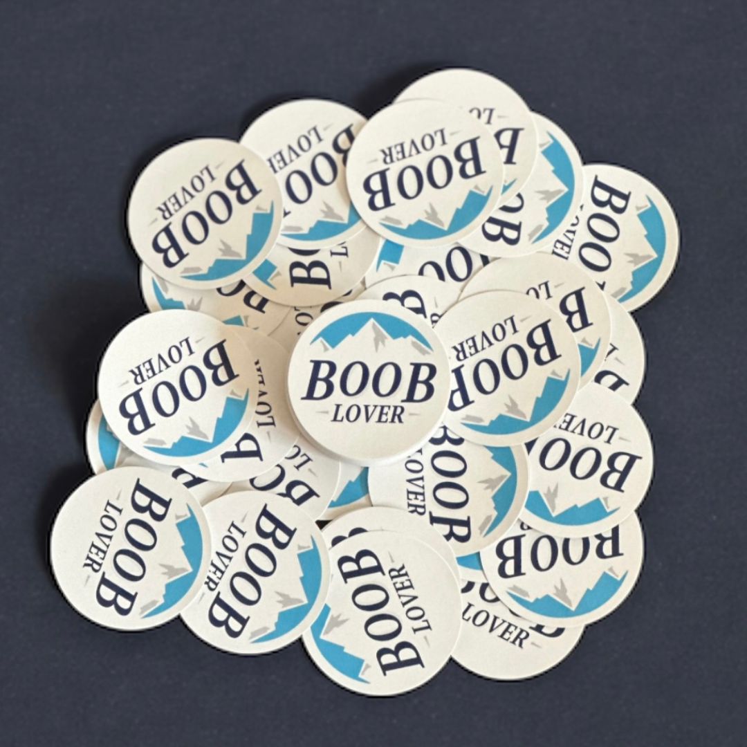 4-Pack 'B00B LOVER' Stickers 2.5 inch: Original & Red Script Edition