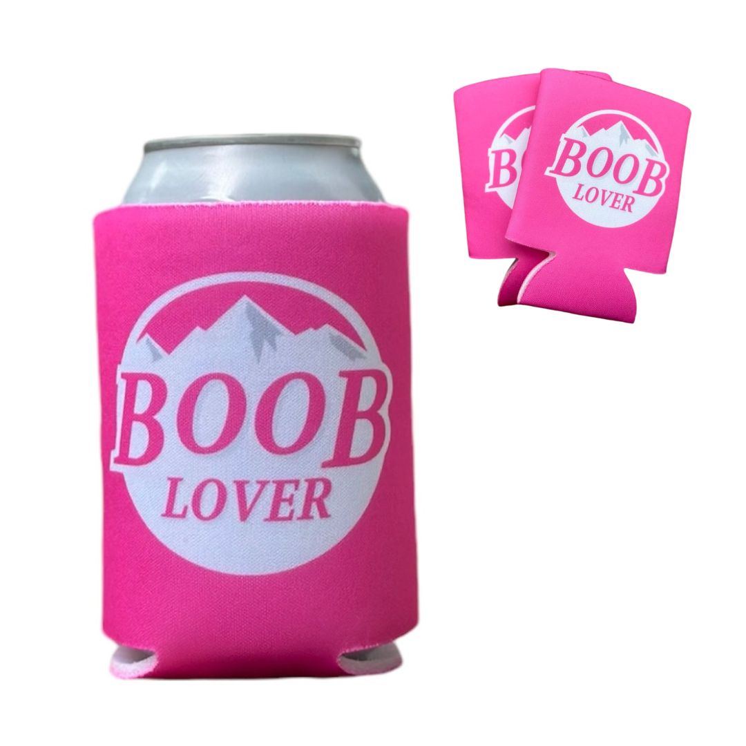 "B00B LOVER" - Parody of Busch Light Beer Can Cooler Bundle - 2 Original and 2 Pink "B00B LOVER" Can Coolers