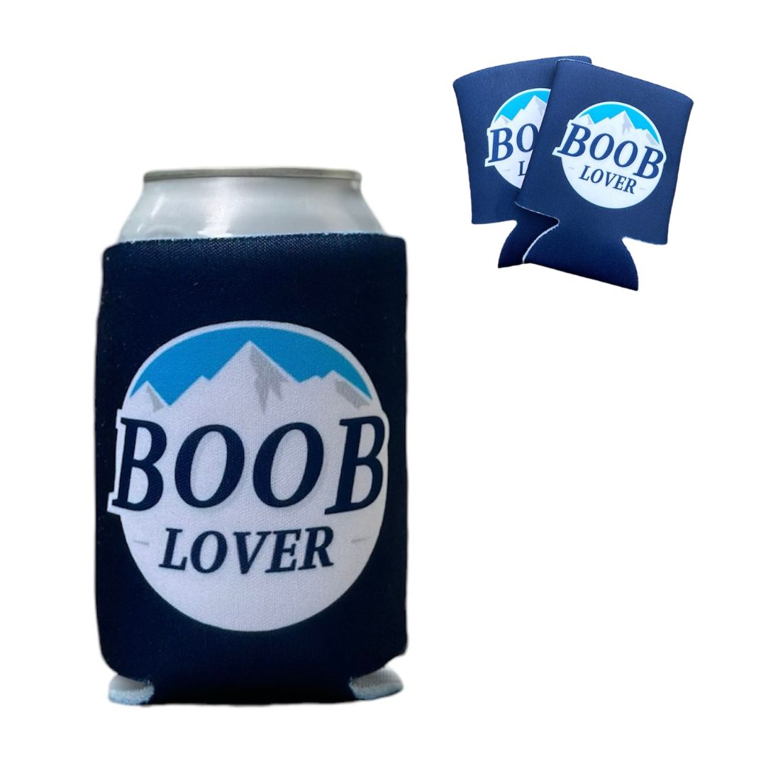 "B00B LOVER" - Parody of Busch Light Beer Can Cooler Bundle - 2 Original and 2 Pink "B00B LOVER" Can Coolers