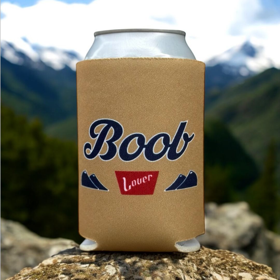 Parody of Coors Banquet "B00B L0VER" Beer Can Cooler